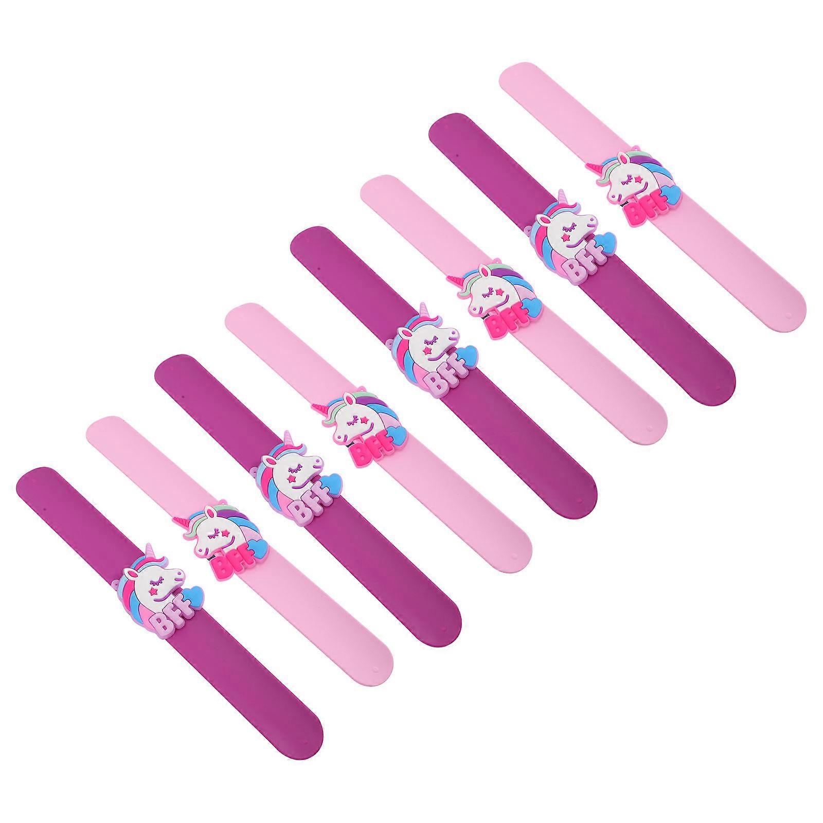 Slap Bracelets Circular Flexible Design School Projects Silicone Fits Wrist 8Pcs