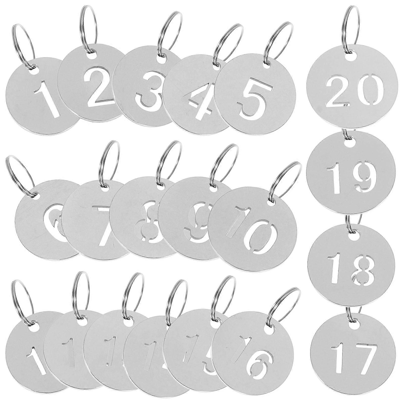 Key Tags Stainless Steel Numbered for Identification 60Pcs Silver Material
