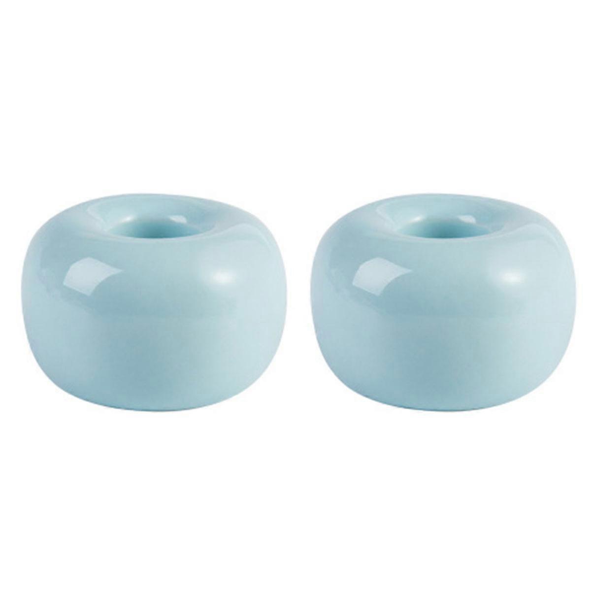 Ceramic Toothbrush Holder Stand Sky-Blue for Bathroom Vanity 2Pcs