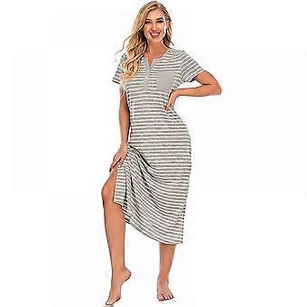 Camisón de manga corta para mujer, cómodo y suave, tipo Henley