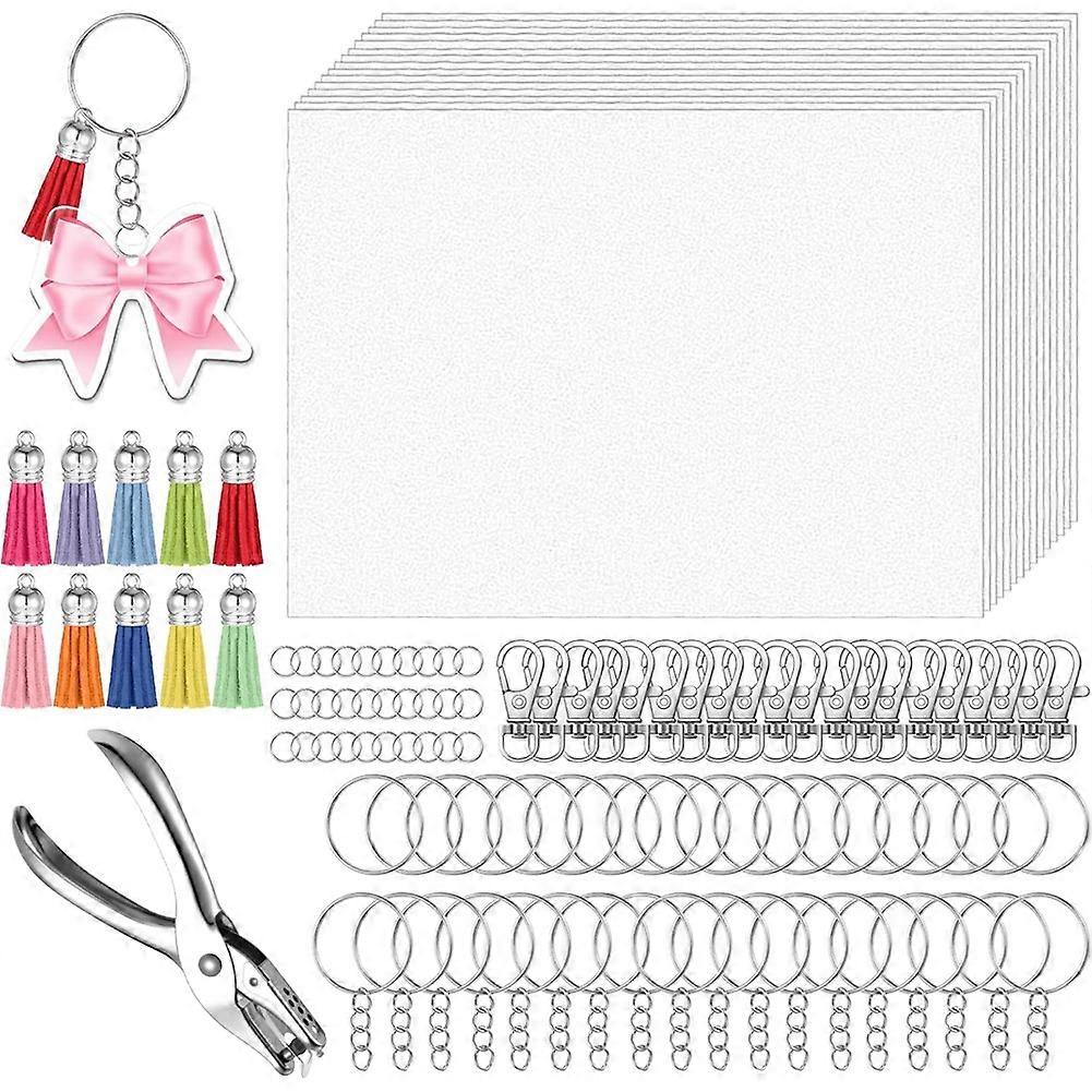 191Pcs Shrinky Plastic Sheets Kit with Chain Hole Punch for Craft