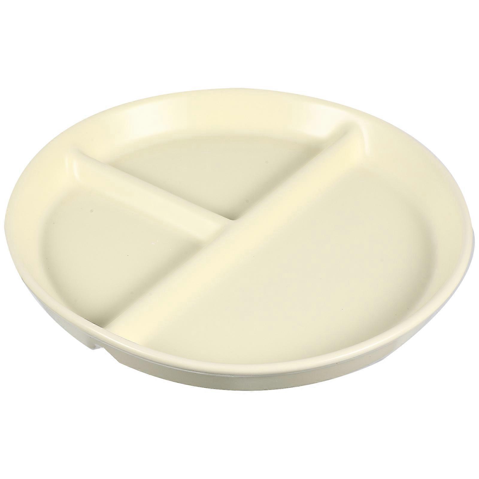 Round Bone China Plate with Three Compartments for Quick Lunch