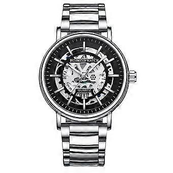 Montre à quartz lumineuse et étanche, coloris : acier blanc-noir-blanc
