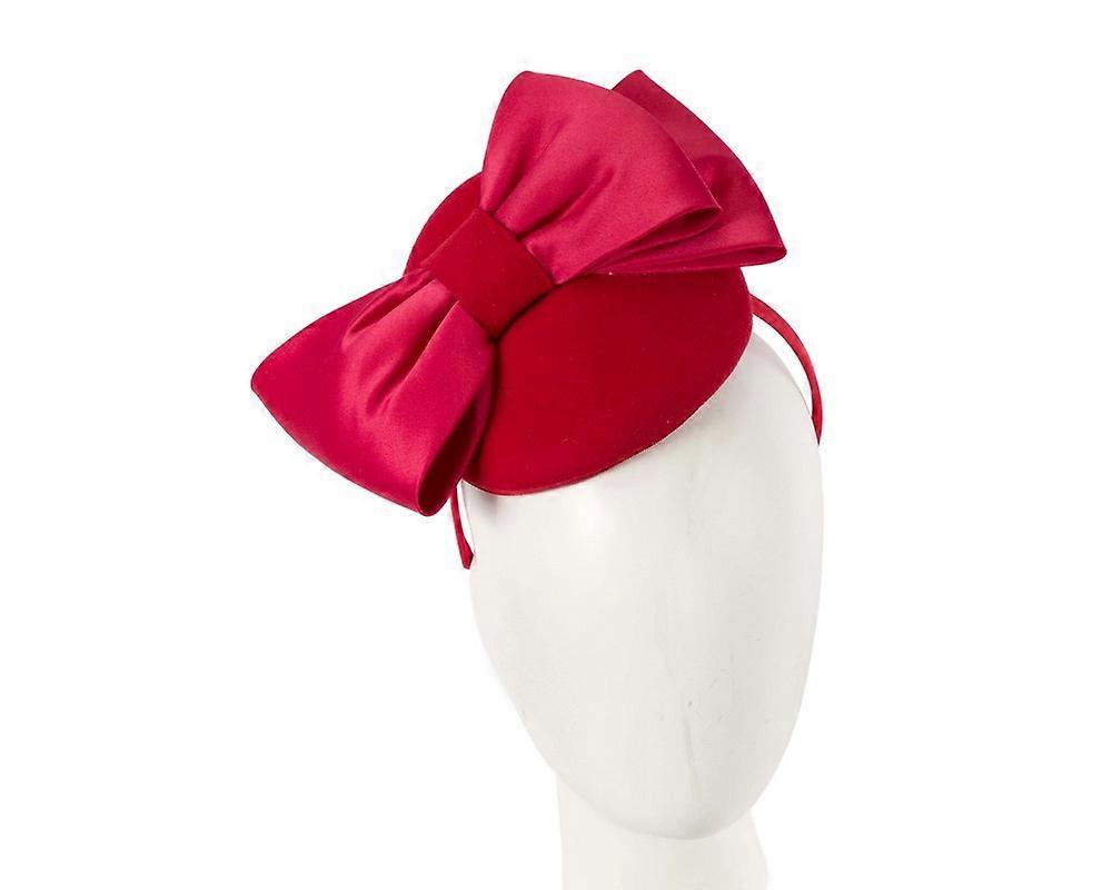 Red winter pillbox fascinator with bow J414R