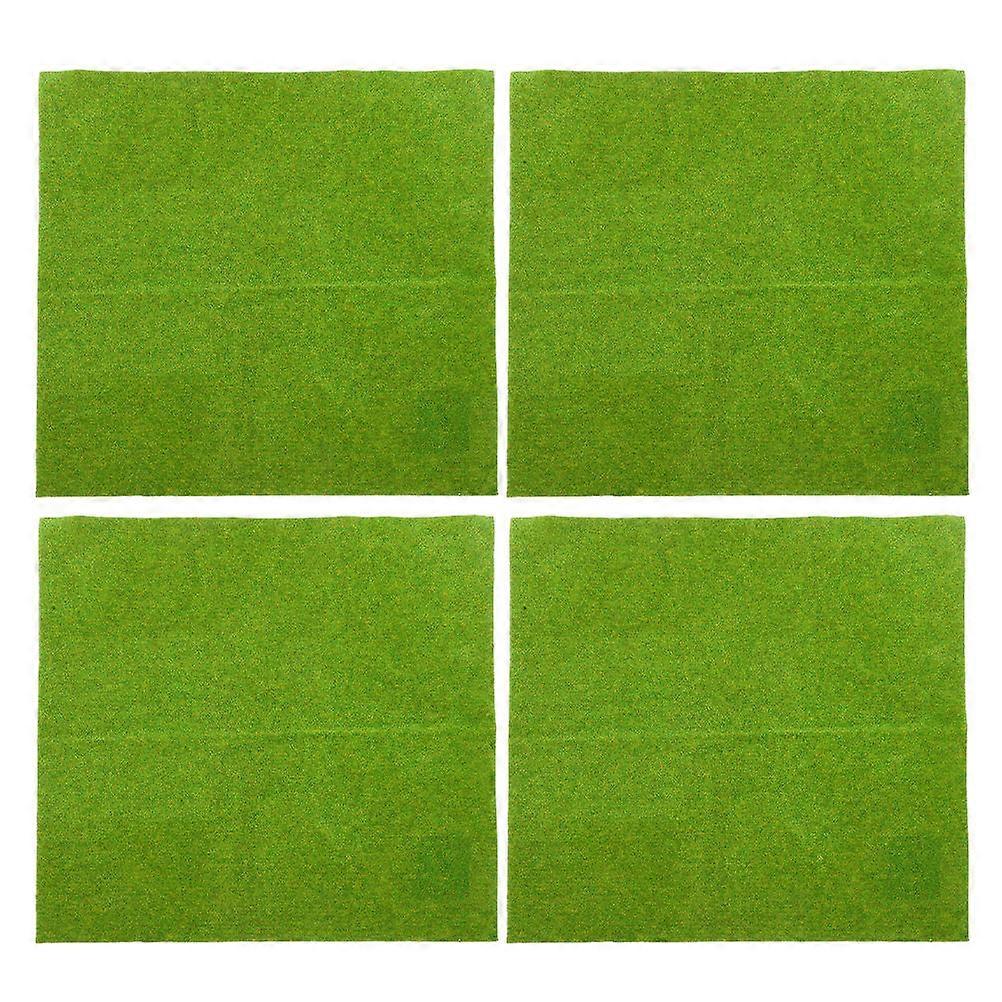 Green Artificial Grass Turf for Model Making 4Pcs DIY Craft Pads