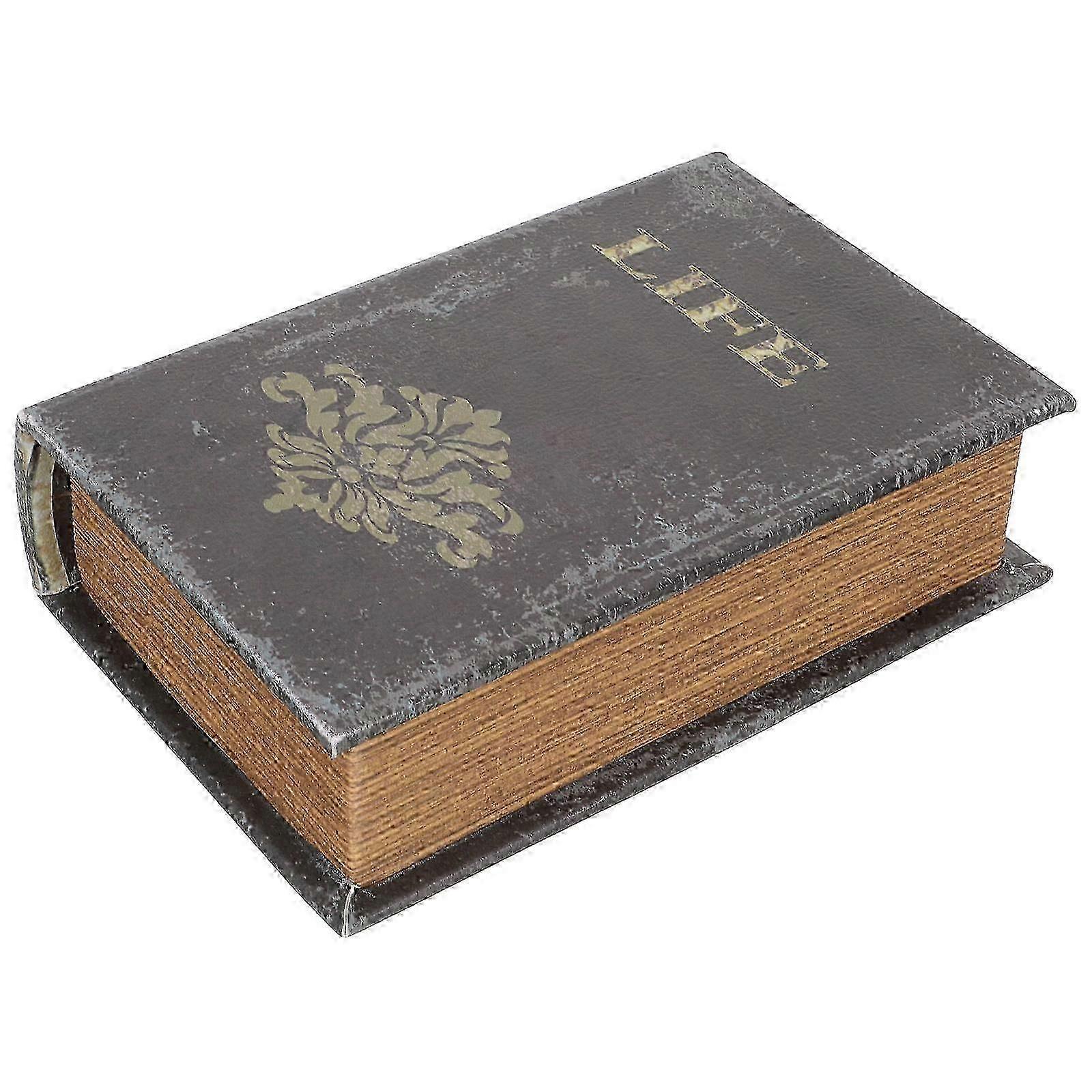 Bible Hide Box Rectangular Shape Christmas Boat Use Black Wood Gift Container Function 1Set