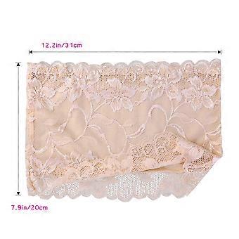 TINKSKY 3pcs Women's Floral Lace Stretchy Strapless See Through Bandeau Tube with Bra - Size L