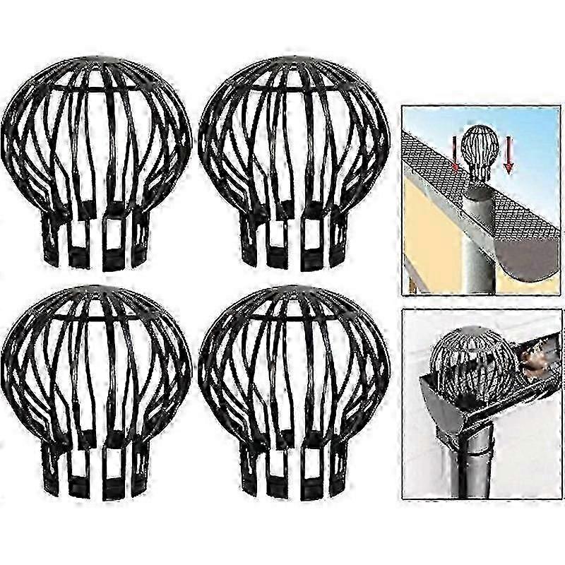 4pcs Gutter Guard Downspout Filter Strainer for Leaf Debris Prevention