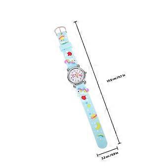 Kids Watches Sky-Blue Round 3D Cartoon Design Birthday Party School Season Holidays 1Pack