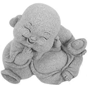 Estatua de Buda para decoración, adorno de jardín gris, polvo de piedra azul