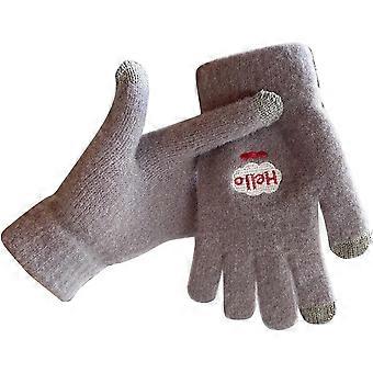 Womens Winter Knitting Cartoon Bear Gloves with Fleece Five Fingers and Minute Finger Warm Gloves Mittens for Women Cold Weather Insulated