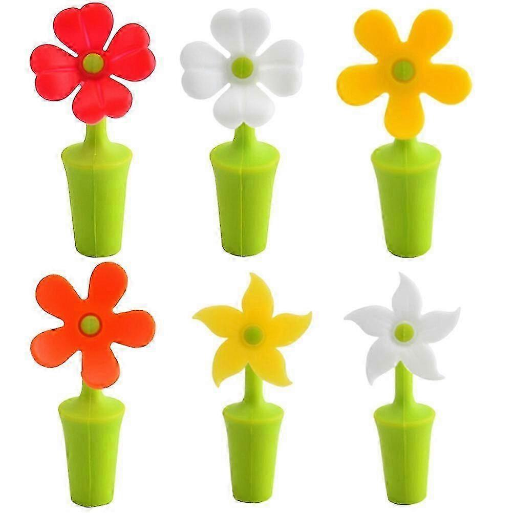 6st blomflaskproppar silikonflaskpluggar förseglad flaskplugg vinflaskförseglare