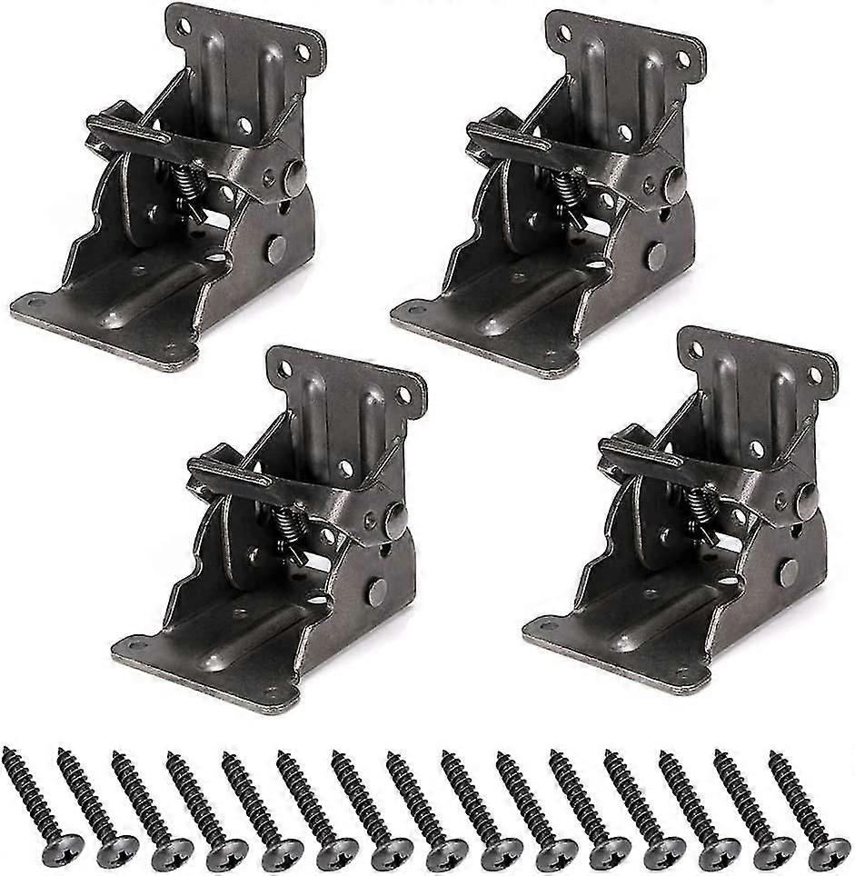 4 Pcs 90 Self-locking Folding Hinge, Folding Bracket, Locking Extension Table Steel Sheet Folding Shelf Bracket For Work Table