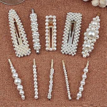 KATEA Pearl Haarspangen Pearl Haarschmuck Geschenk für Frauen Mädchen - 10pcs Elegante Große Hair Styling Pearl Haarnadeln Braut Haarspangen für Wir