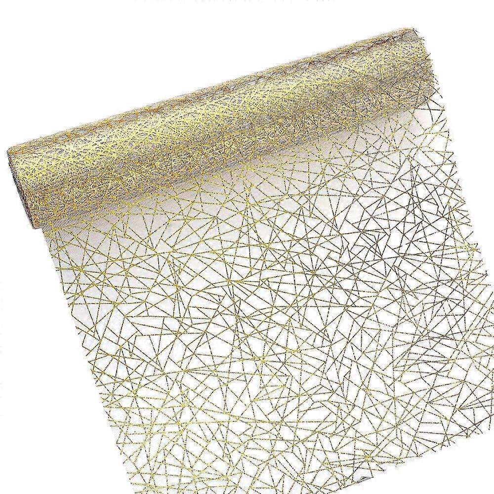 Mesh Glitter Metallic Table Runner Bronzing Chaotic Pattern Glitter Table Runner Rectangle Thin Table Cloths Runner