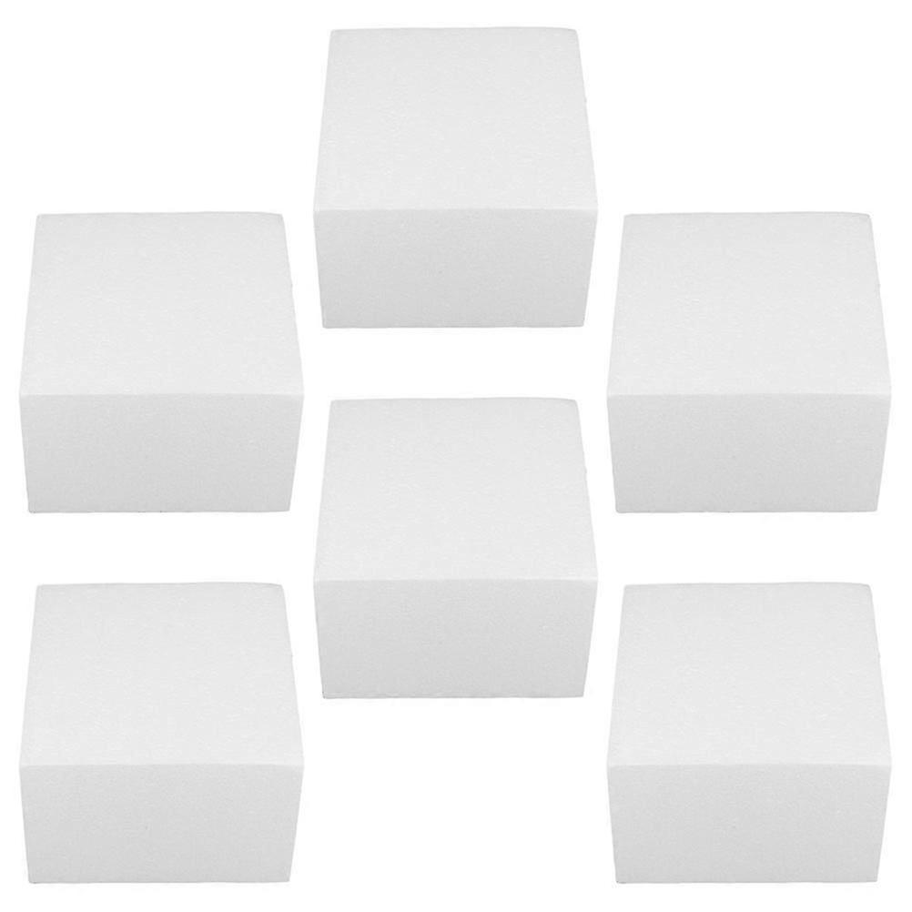 White Foam Cake Dummy for DIY Cake Decorating Practice 6Pcs Square Set