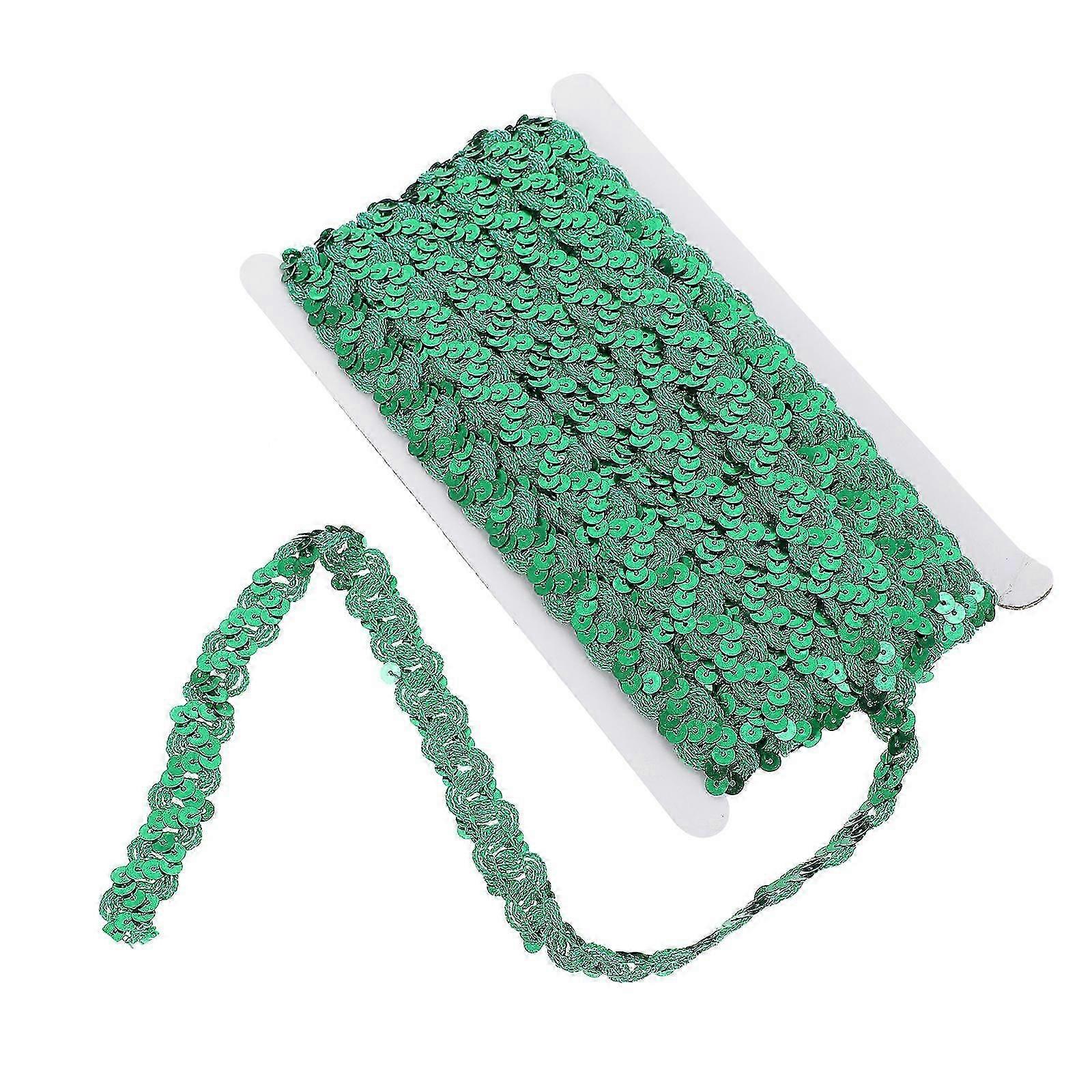 Green Sequin Braid Trim for Decoration 1 Roll Durable Polyester Webbing