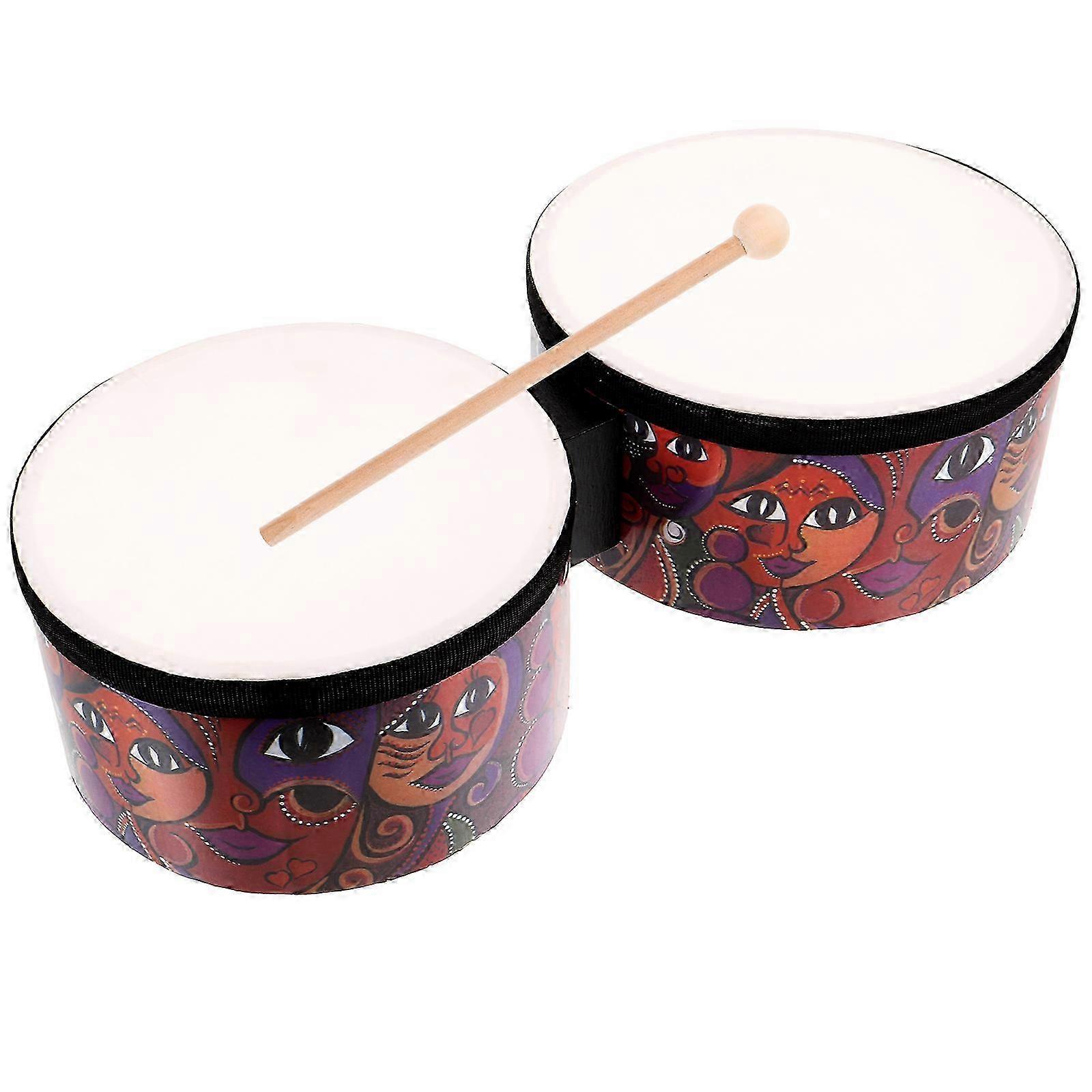 1 Set Educational Bongo Drum with Drumsticks Beginner Children Percussion Instrument