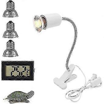 Wärmelampe für Schildkrötenbecken mit 3 UVA/UVB-Lampen (25 W/50 W/75 W) und Temperaturmessgerät
