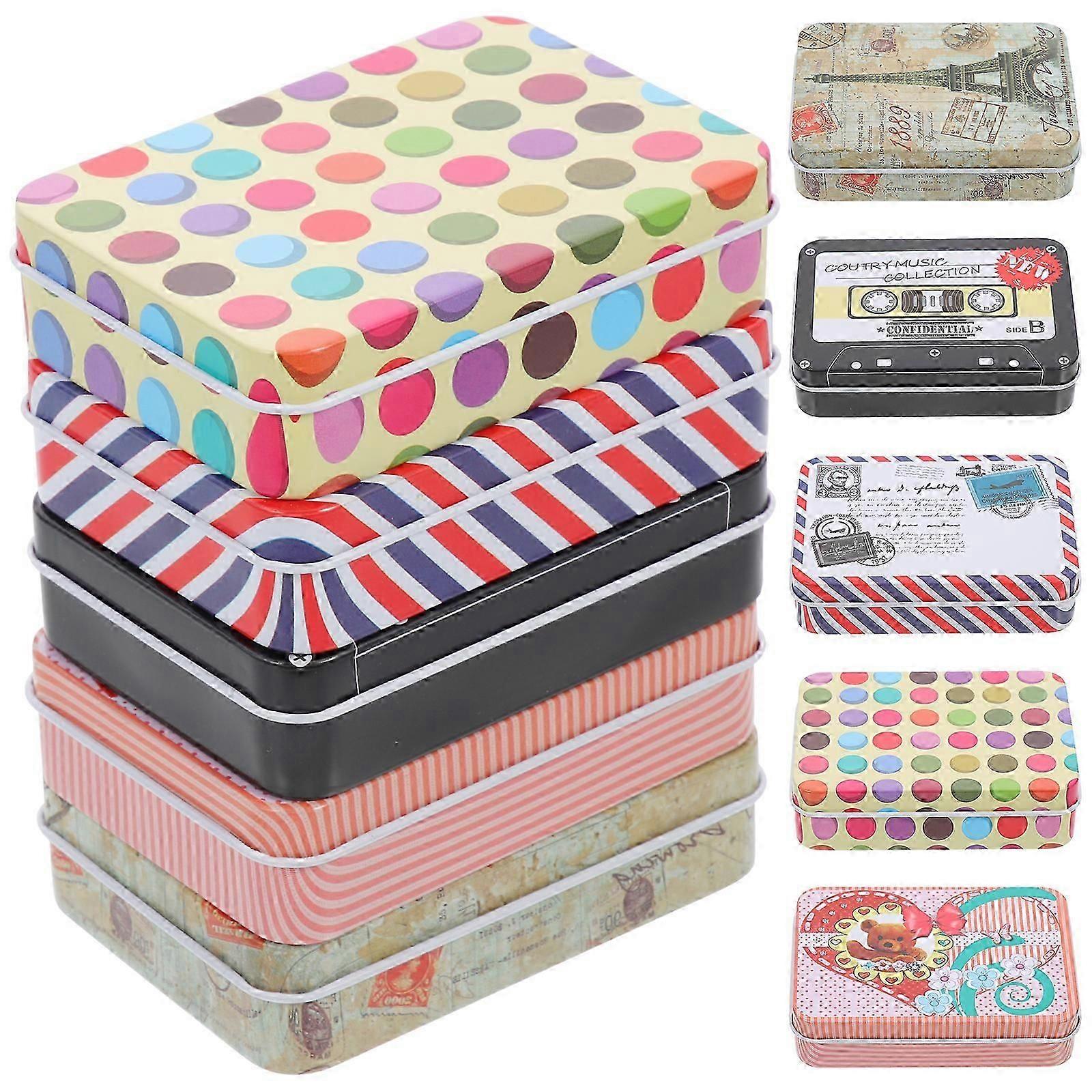 10pcs Small Tinplate Boxes Metal Packing Box Portable Storage Box Empty Boxes