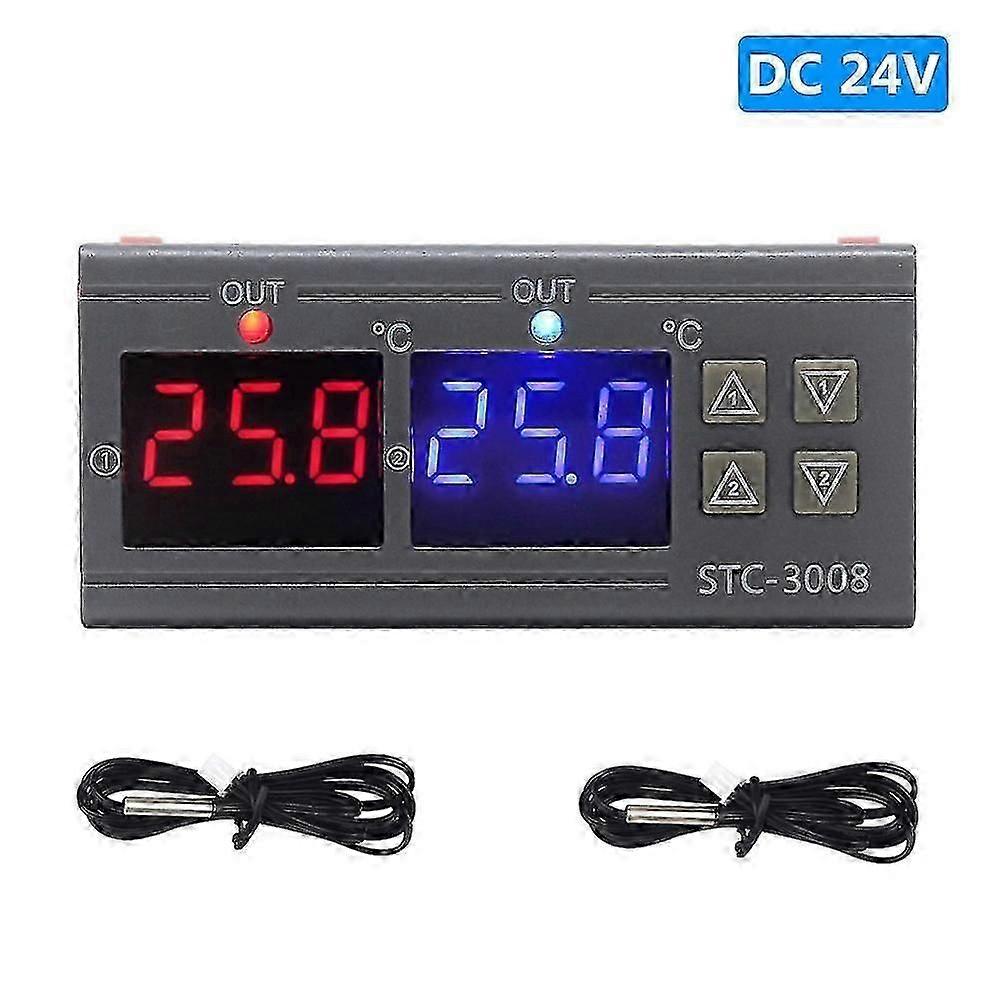 Fiauli STC-3008 DC 12/24V AC 220V Dual Digital Electronic Temperature Controller Sensor