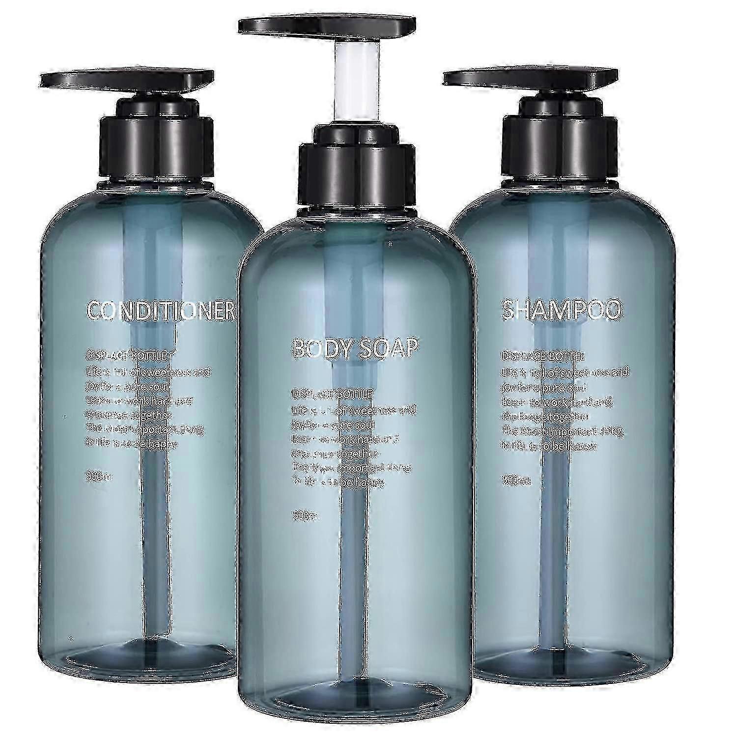Shampoo And Conditioner Dispenser Bottles-3pcs 16.9oz/500ml Plastic Empty Refillable Pump Lotion Bottle Container