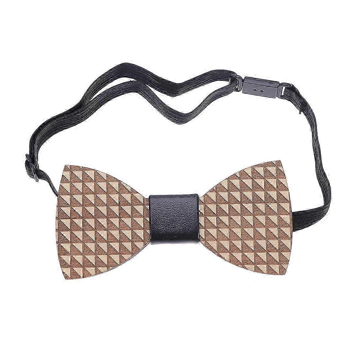 3Pcs Wooden Bow Tie Set Triangle Pattern Wedding Bowknot