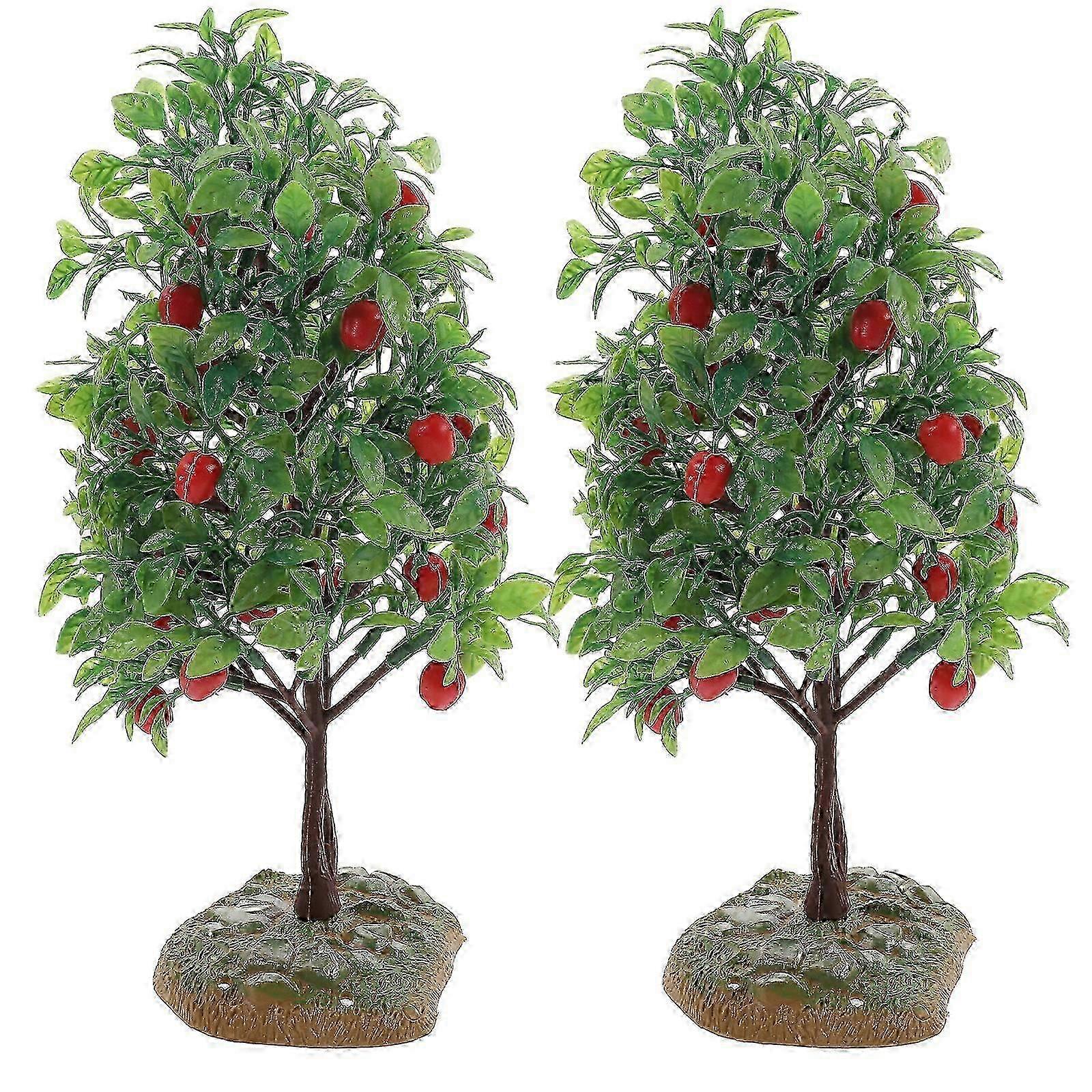 2Pcs Simulation Fruit Tree Decoration Tree Landscaping Ornament Sand Table Decor XI