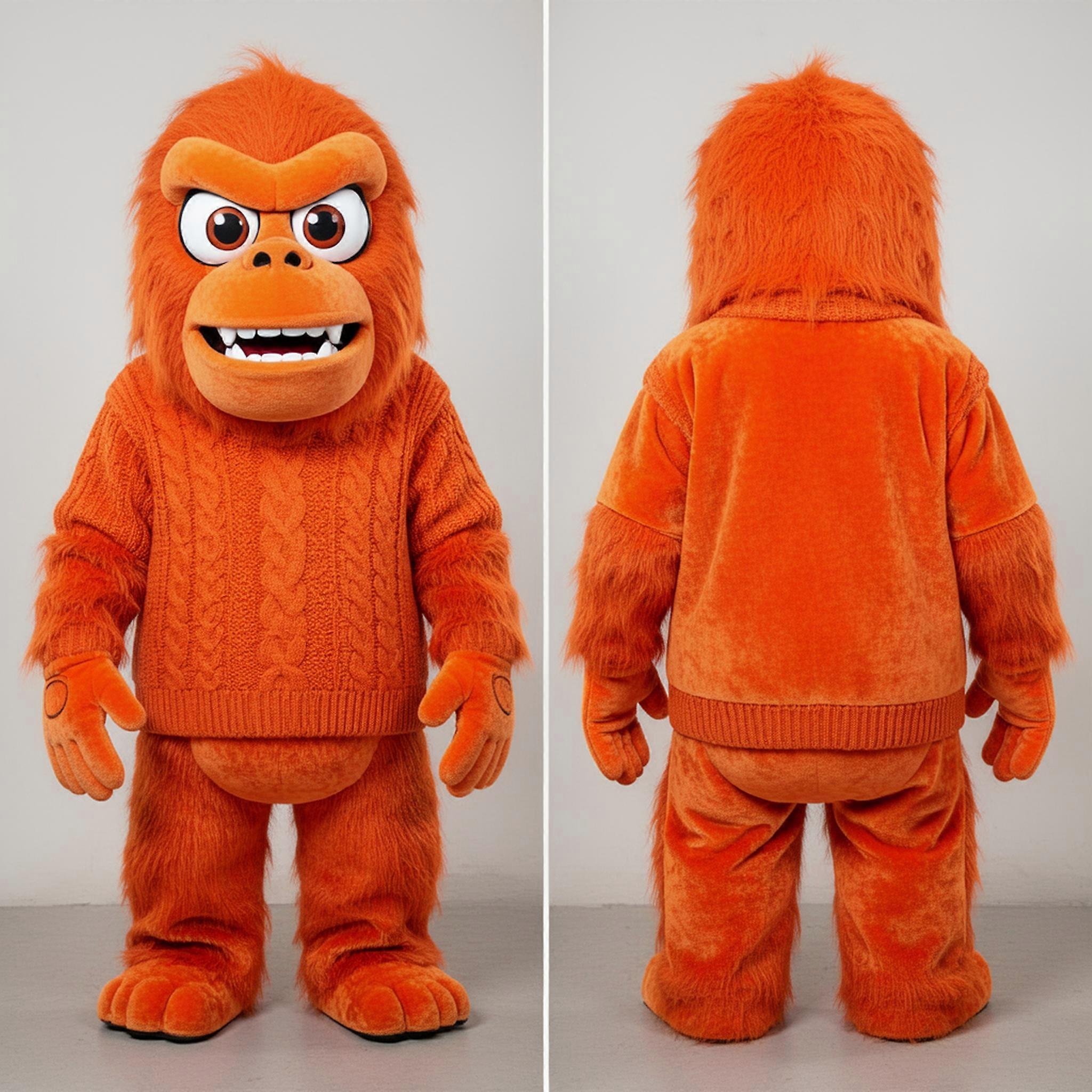MASTICOT Deep Orange Fluffy Sasquatch Mascot