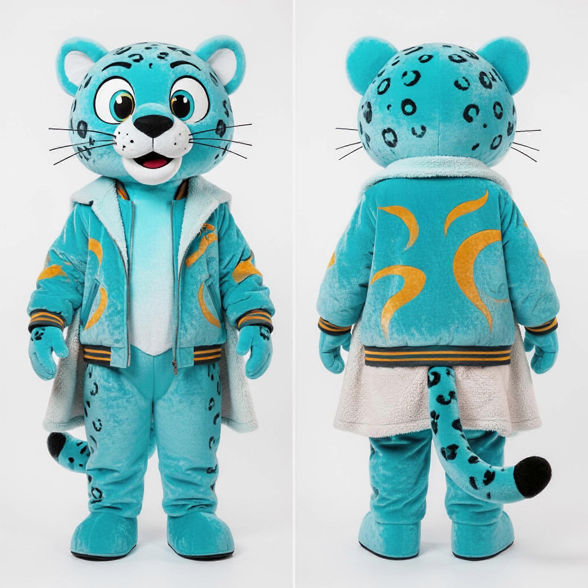 MASTICOT Cyan Cartoon Cheetah Mascot