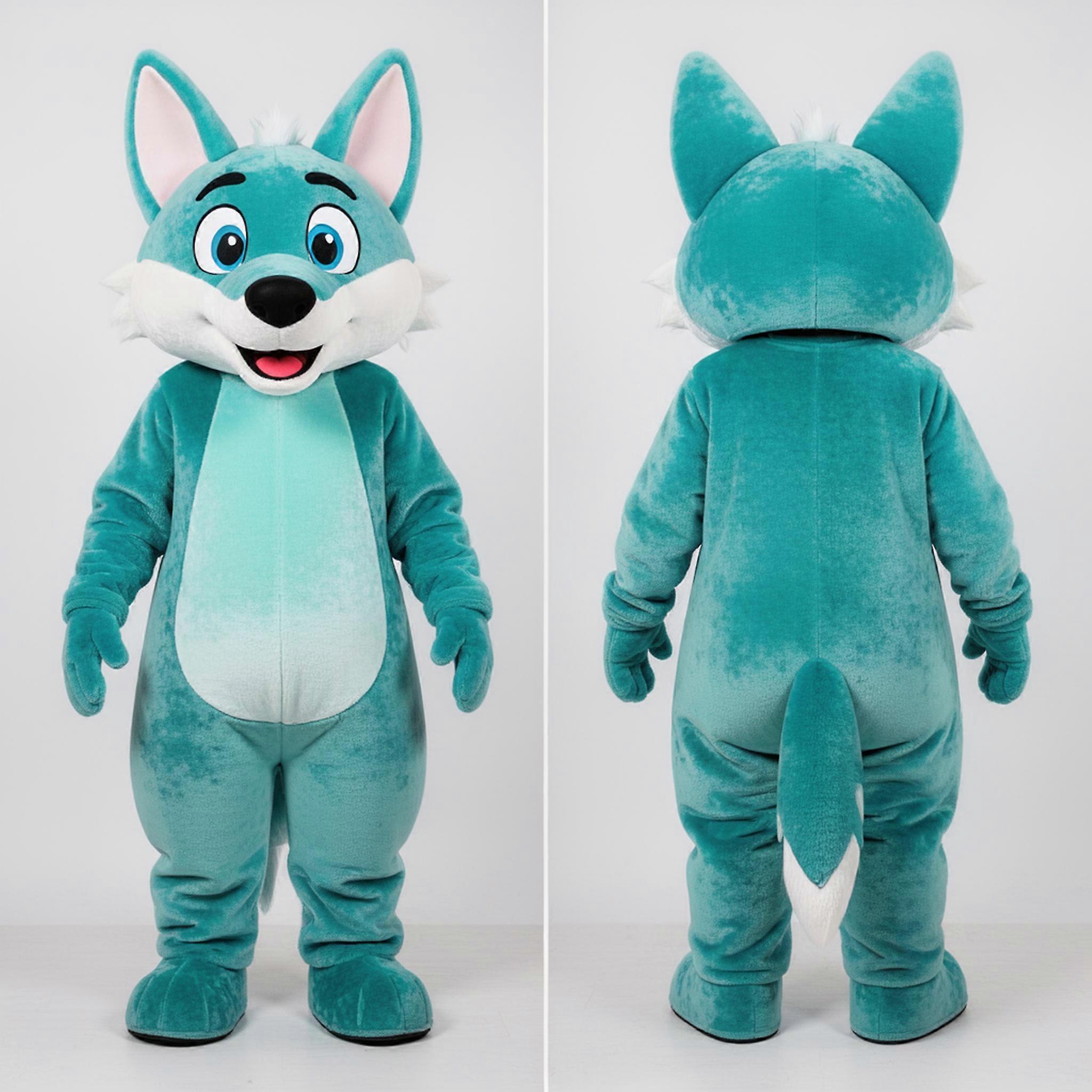 MASTICOT Teal Cartoon Dingo Mascot