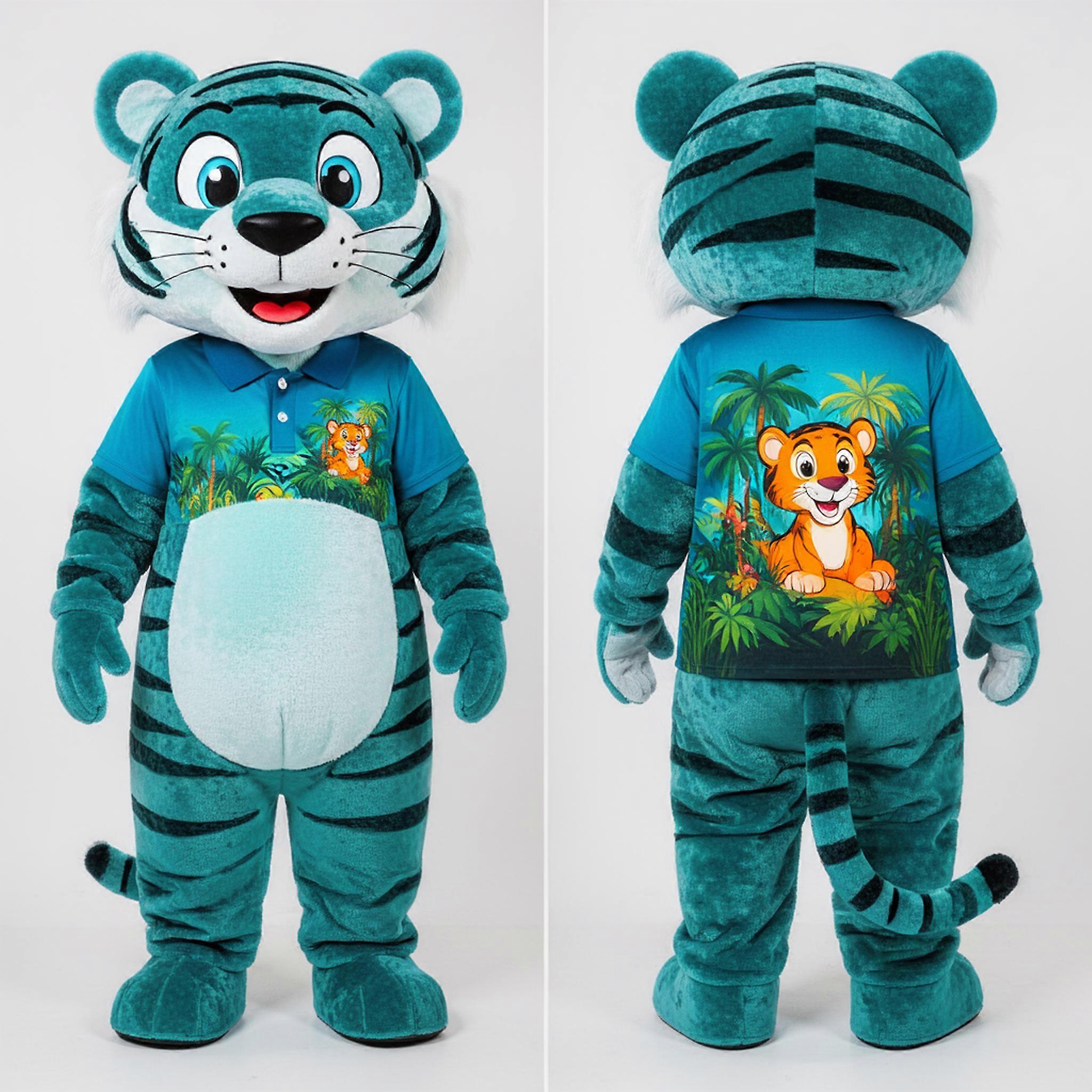 MASTICOT Teal Broad Striped Tiger Mascot