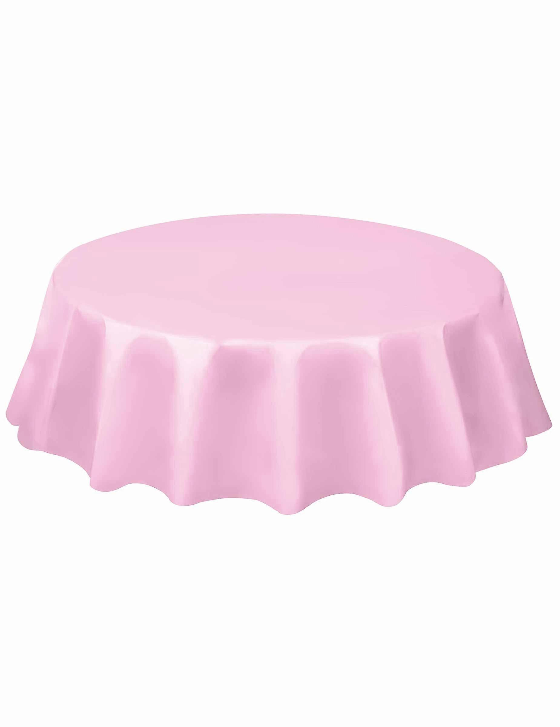 Light pink round plastic tablecloth 213 cm