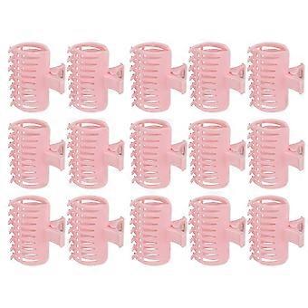 15Pcs/Set Pink Hair Curler Clips, Hair Roller Fixing Clamps, Section Holding Claws, Professional Hairdressing Tool
