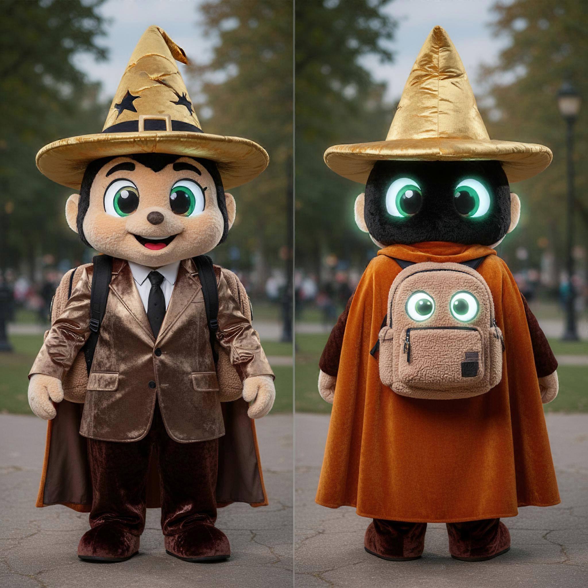 MASTICOT Bronze Velvet Witchs Hat Mascot