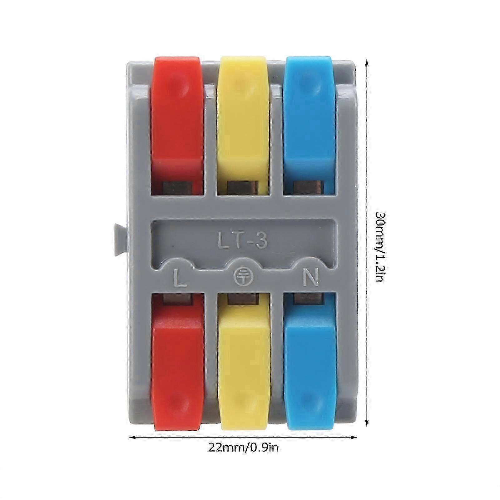 2Pcs Wire Block Clamp Terminal 3Position PushType Electrical Quick Cable Connector LT3 250V
