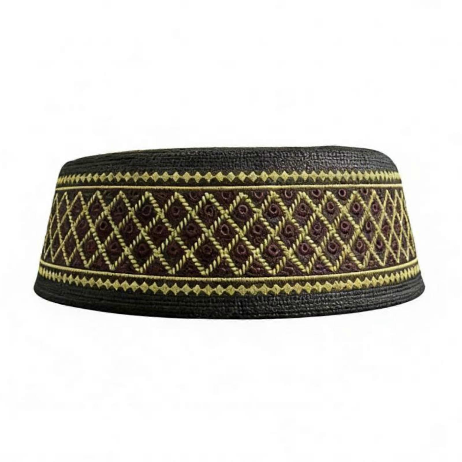 Shallow Embroidered Dome Prayer Hat for Men, Breathable, Multiple Sizes