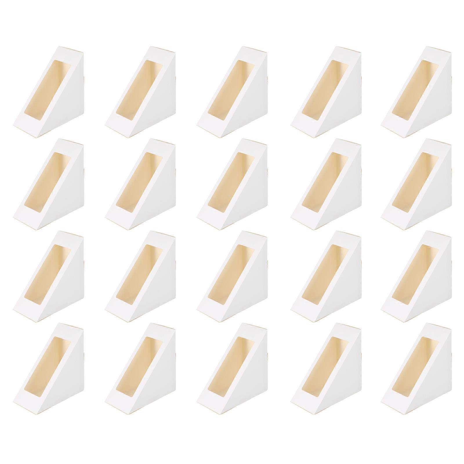 White Sandwich Packaging Box compatible with Storage Use Disposable Paper 20Pcs