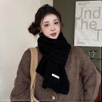 New beige knitted wool scarf women's winter Korean version versatile warm thickened solid color student scarf