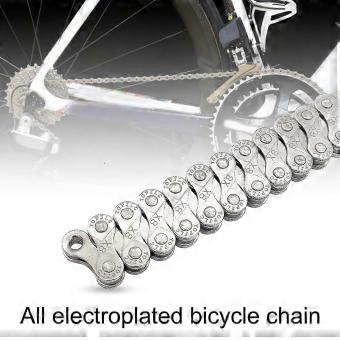 Fully Electroplated Bike Chain 116 Links, 6/7/8/18/21/24-Speed for MTB, Professional Bicycle