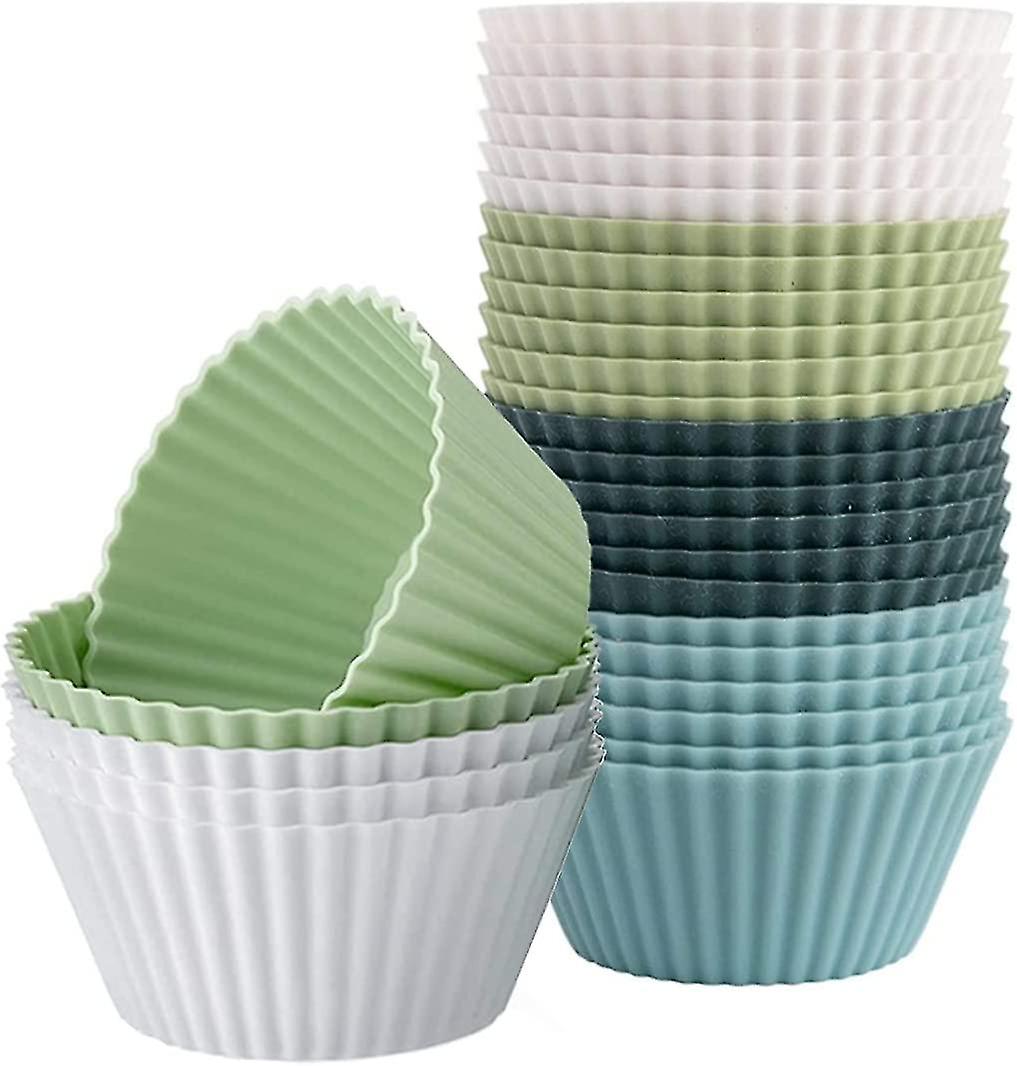 12pcs Silikon Cupcake Liners Wiederverwendbare Küche Backbecher Antihaft-Muffin-Formen Set