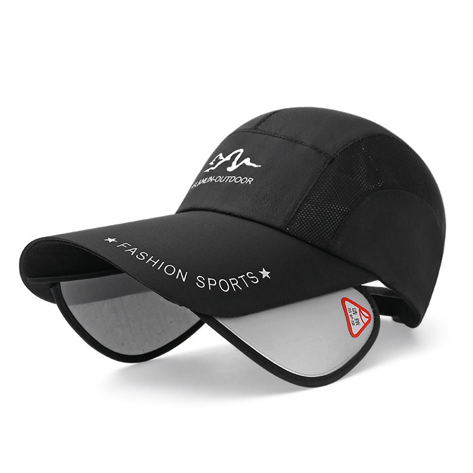 Unisex Retractable Baseball Cap Summer Adjustable Visor Cap Solid Wide Brim Cap
