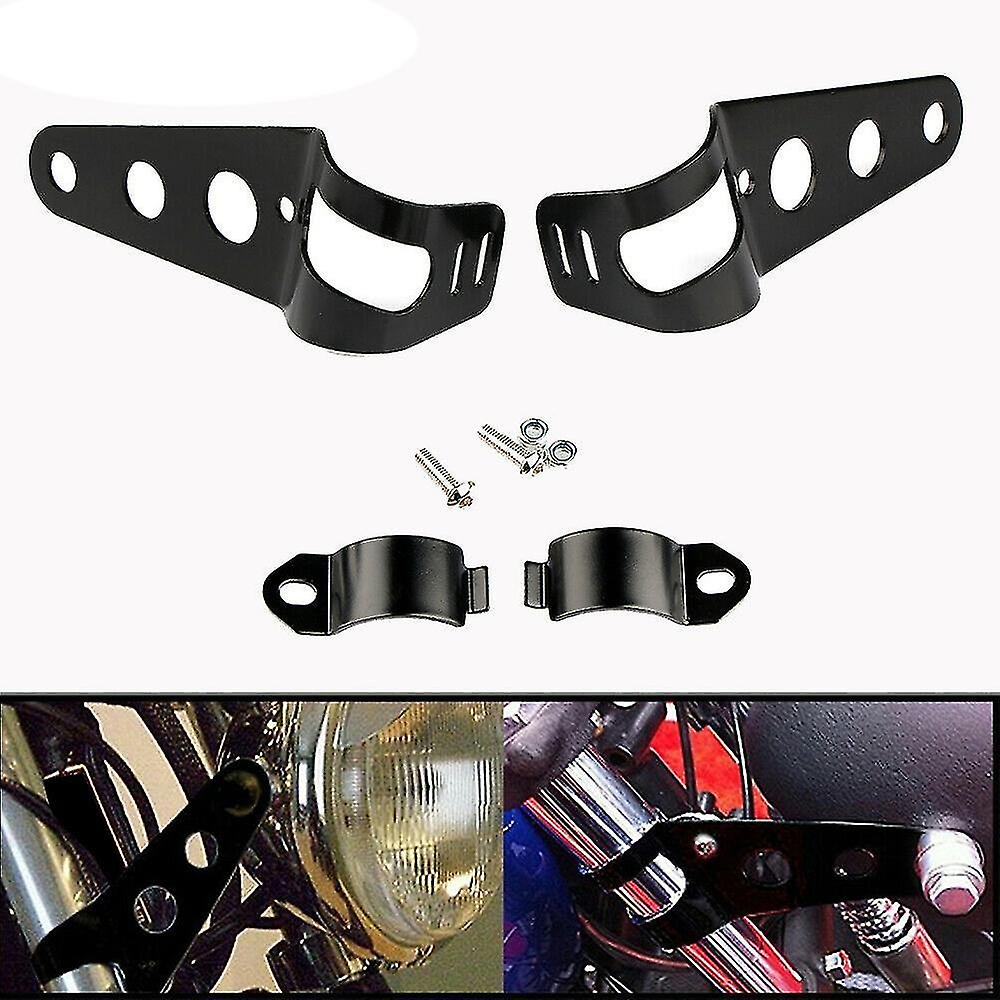 Biqing 2PCS Supports de Montage de Phare de Moto Noir,Acier