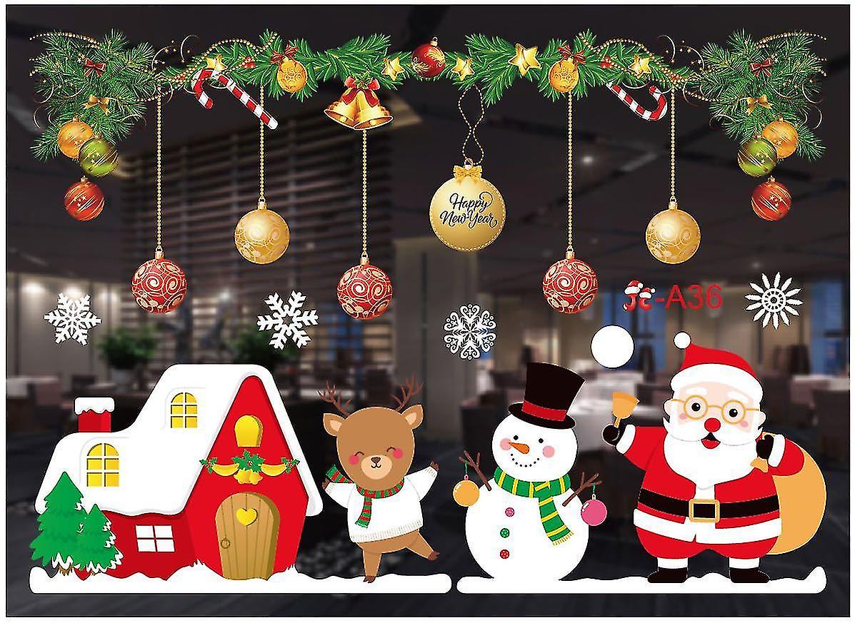 Christmas Decorations Color Christmas Window Stickers White Snowflake Wall Stickers Window Dress Up Seamless Window