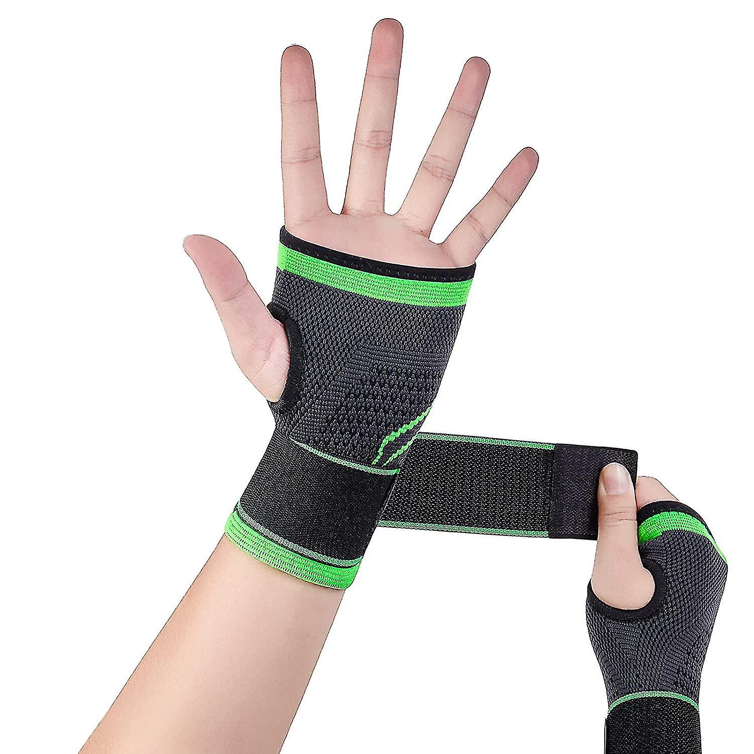 2pcs Wrist Support Brace,wrist Compression Sleeve Fingerless Gloves With Adjustable Strap For Arthritis