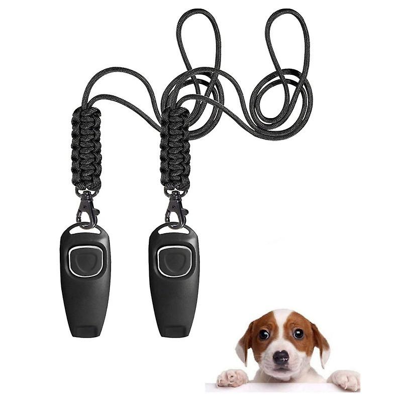 2Pcs 2-in-1 Pet Training Clicker Stop Barking Whistle Professional High Frequency Dogs Trainer With