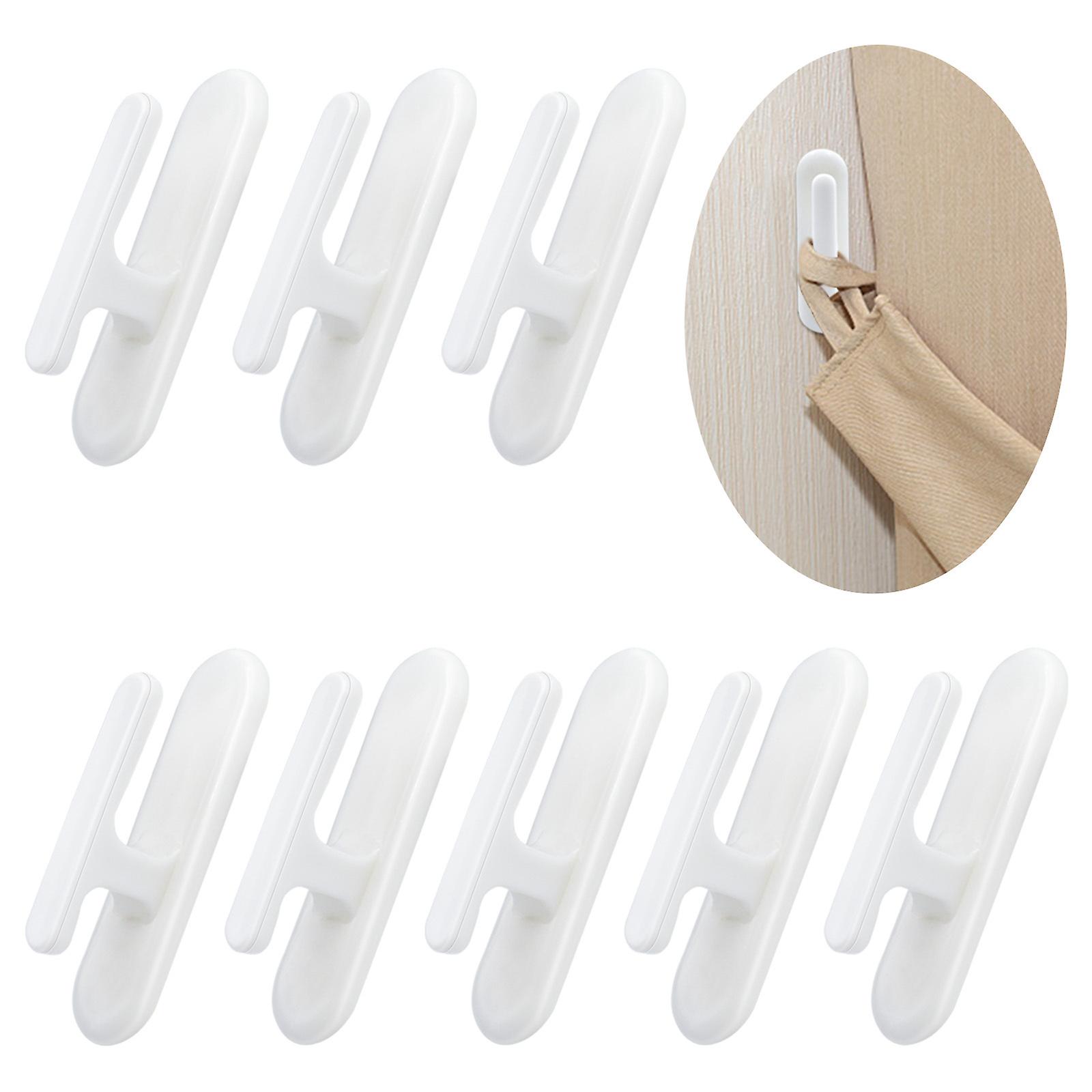 8 Pcs Curtain Holders Self Adhesive Curtain Drapery Tiebacks L Shaped Hooks Decorative Curtain Drapery
