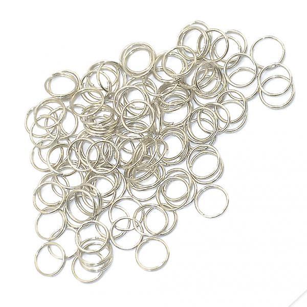 400pcs Split Double Key Rings 0.65 x 8 mm Silver