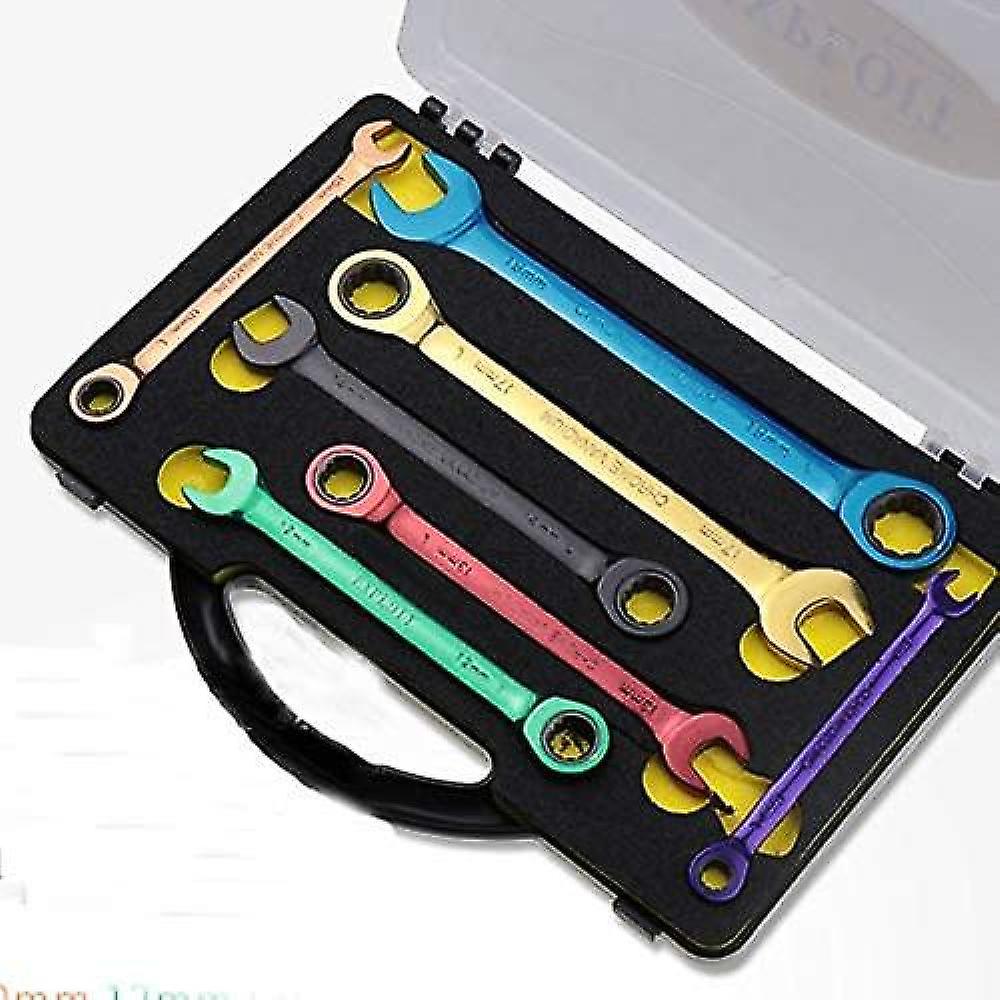  Color Ratchet Spanner Dual Purpose Multi-function Movable Spanner Hand Tools Set 8-19mm (size : 19mm)