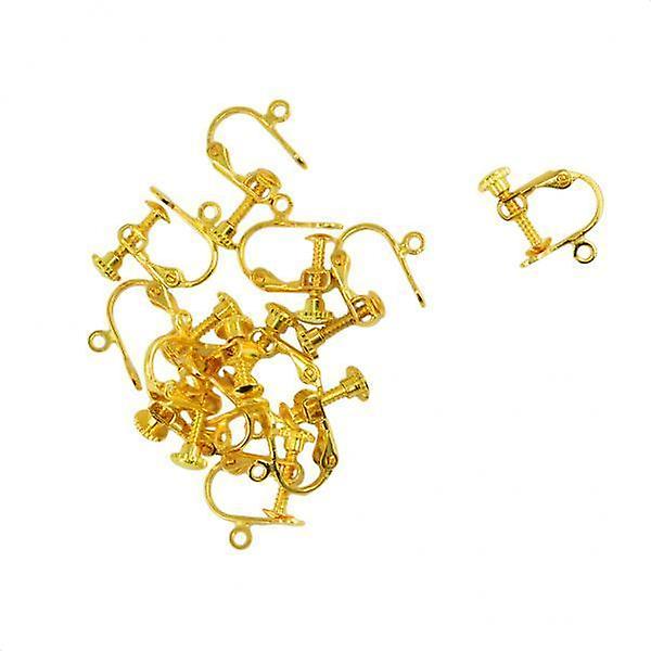 2xNon-Piercing Brass Adjustable Screw Earring Clip Flat Hooks DIY Craft Gold